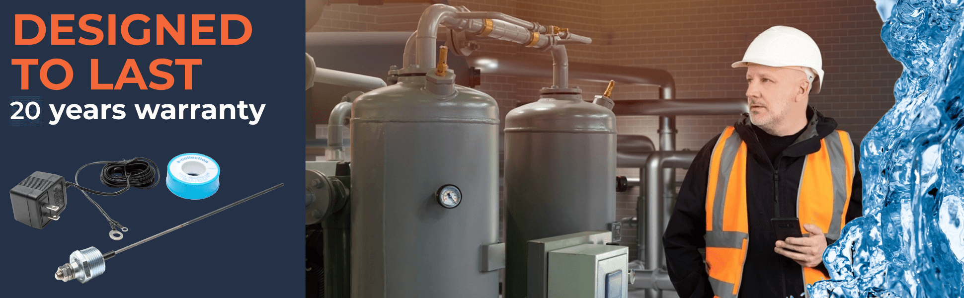 Corrosion Guard - Universal -drevet anodestang for vannvarmere, 40-89 gallons, passer til ethvert merke - US adapter