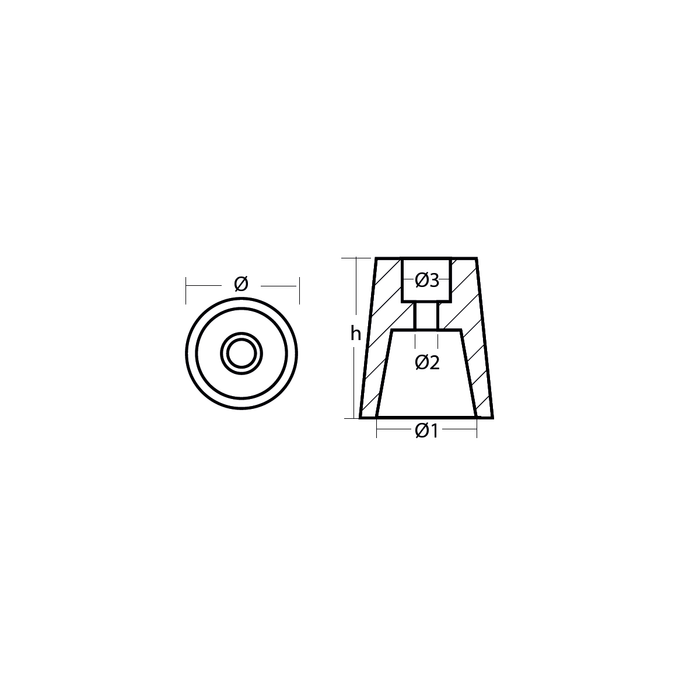 Sinkanode Propell, konisk, 30mm Aksel, R800401
