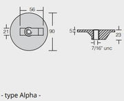 Ritning på Zinkanod Mercury/Mercruiser typ Alpha, motoranod, M76214-5, 0.311KG/0.69LB, R800820