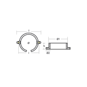 Ritning på Zinkanod Mercury/Mercruiser, motoranod, M806188, 0.167KG/0,37LB, R800828 - AnodeFactory