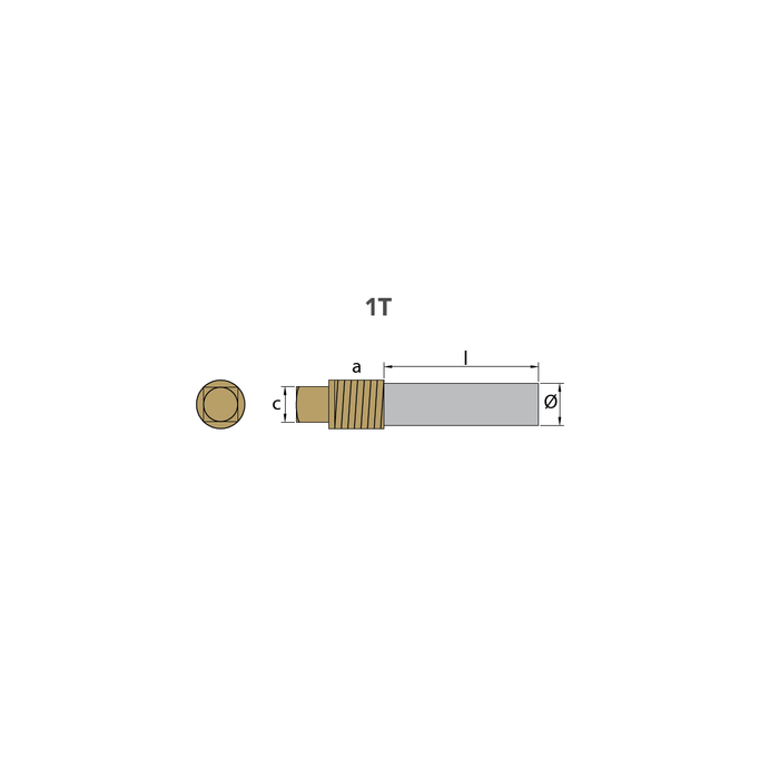 Zinkanod Caterpillar, motor, pencil anode  komplett med mässingsplugg th.3/8''bspt - AnodeFactory